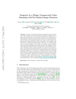 Temporal As a Plugin: Unsupervised Video Denoising with Pre-Trained
  Image Denoisers