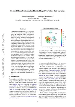 Norm of Mean Contextualized Embeddings Determines their Variance