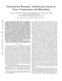 Decentralized Biometric Authentication based on Fuzzy Commitments and
  Blockchain
