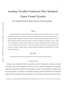 On the Effect of Instability on Learning Continuous-Time Linear Control Systems