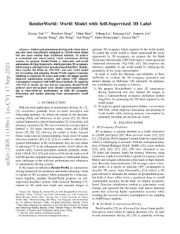 RenderWorld: World Model with Self-Supervised 3D Label