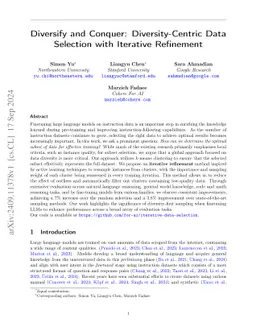 Diversify and Conquer: Diversity-Centric Data Selection with Iterative
  Refinement