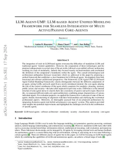LLM-Agent-UMF: LLM-based Agent Unified Modeling Framework for Seamless Design of Multi Active/Passive Core-Agent Architectures