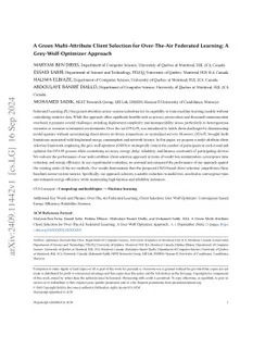 A Green Multi-Attribute Client Selection for Over-The-Air Federated
  Learning: A Grey-Wolf-Optimizer Approach