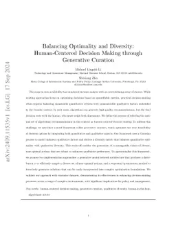 Balancing Optimality and Diversity: Human-Centered Decision Making through Generative Curation