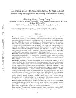 Automating proton PBS treatment planning for head and neck cancers using
  policy gradient-based deep reinforcement learning