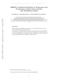 DiffESM: Conditional Emulation of Temperature and Precipitation in Earth
  System Models with 3D Diffusion Models