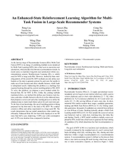 EnhancedRL: An Enhanced-State Reinforcement Learning Algorithm for Multi-Task Fusion in Recommender Systems