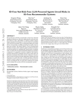 ID-Free Not Risk-Free: LLM-Powered Agents Unveil Risks in ID-Free Recommender Systems