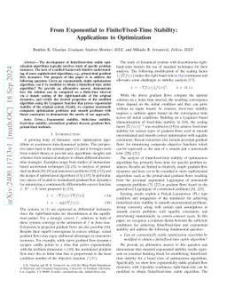 From exponential to finite/fixed-time stability: Applications to
  optimization