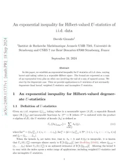 An exponential inequality for Hilbert-valued U-statistics of i.i.d. data