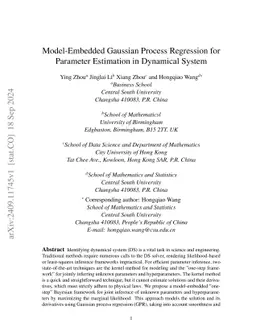 Model-Embedded Gaussian Process Regression for Parameter Estimation in
  Dynamical System
