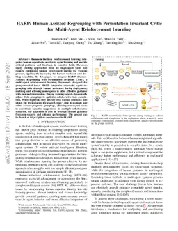 HARP: Human-Assisted Regrouping with Permutation Invariant Critic for
  Multi-Agent Reinforcement Learning