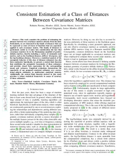 Consistent Estimation of a Class of Distances Between Covariance
  Matrices