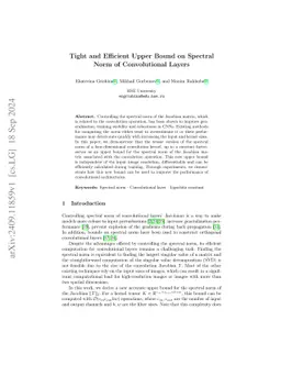 Tight and Efficient Upper Bound on Spectral Norm of Convolutional Layers