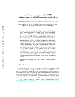 Less Memory Means smaller GPUs: Backpropagation with Compressed
  Activations