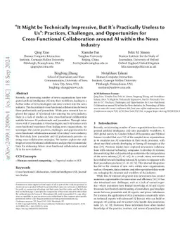 "It Might be Technically Impressive, But It's Practically Useless to us": Motivations, Practices, Challenges, and Opportunities for Cross-Functional Collaboration around AI within the News Industry