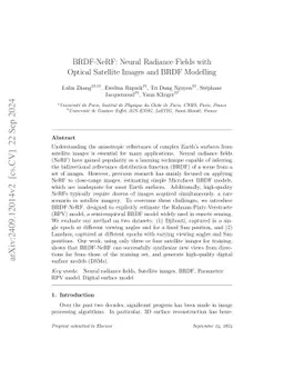 BRDF-NeRF: Neural Radiance Fields with Optical Satellite Images and BRDF
  Modelling