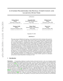 A Unified Framework for Neural Computation and Learning Over Time