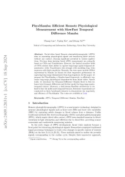PhysMamba: Efficient Remote Physiological Measurement with SlowFast
  Temporal Difference Mamba