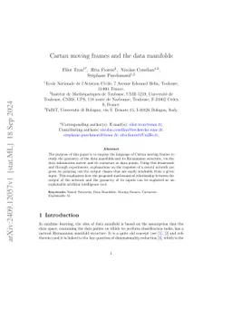 Cartan moving frames and the data manifolds