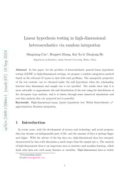 Linear hypothesis testing in high-dimensional heteroscedastics via
  random integration