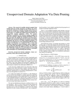 Unsupervised Domain Adaptation Via Data Pruning
