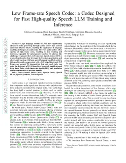 Low Frame-rate Speech Codec: a Codec Designed for Fast High-quality
  Speech LLM Training and Inference