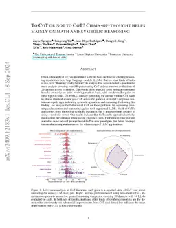 To CoT or not to CoT? Chain-of-thought helps mainly on math and symbolic reasoning