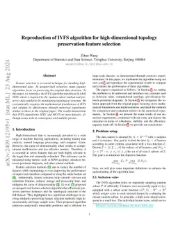 Reproduction of IVFS algorithm for high-dimensional topology
  preservation feature selection