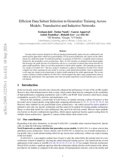 Efficient Data Subset Selection to Generalize Training Across Models:
  Transductive and Inductive Networks