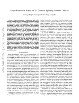 Depth Estimation Based on 3D Gaussian Splatting Siamese Defocus