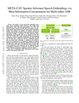 META-CAT: Speaker-Informed Speech Embeddings via Meta Information
  Concatenation for Multi-talker ASR