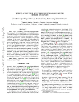 Robust Audiovisual Speech Recognition Models with Mixture-of-Experts