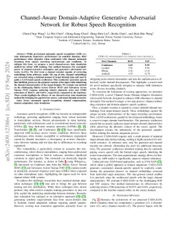 Channel-Aware Domain-Adaptive Generative Adversarial Network for Robust Speech Recognition