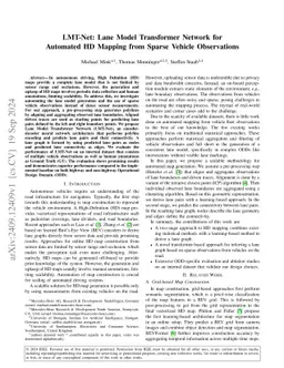 LMT-Net: Lane Model Transformer Network for Automated HD Mapping from
  Sparse Vehicle Observations