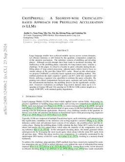 CritiPrefill: A Segment-wise Criticality-based Approach for Prefilling
  Acceleration in LLMs