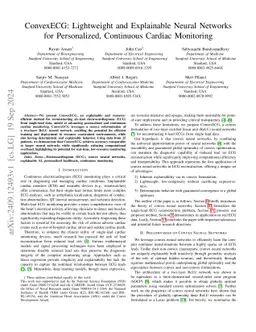 ConvexECG: Lightweight and Explainable Neural Networks for Personalized,
  Continuous Cardiac Monitoring