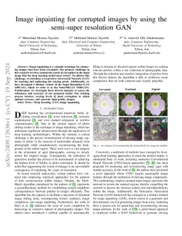 Image inpainting for corrupted images by using the semi-super resolution
  GAN