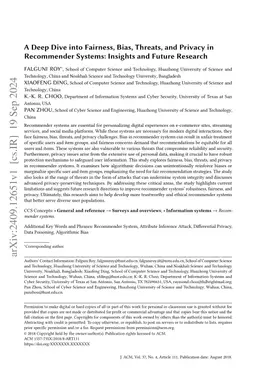A Deep Dive into Fairness, Bias, Threats, and Privacy in Recommender
  Systems: Insights and Future Research