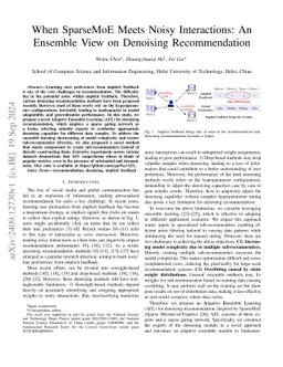 When SparseMoE Meets Noisy Interactions: An Ensemble View on Denoising
  Recommendation