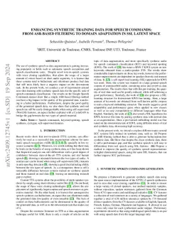 Enhancing Synthetic Training Data for Speech Commands: From ASR-Based
  Filtering to Domain Adaptation in SSL Latent Space