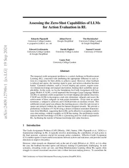 Assessing the Zero-Shot Capabilities of LLMs for Action Evaluation in RL