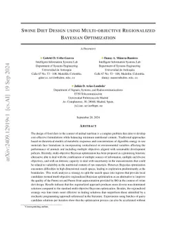 Swine Diet Design using Multi-objective Regionalized Bayesian
  Optimization
