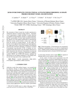 Semi-overcomplete convolutional auto-encoder embedding as shape priors
  for deep vessel segmentation