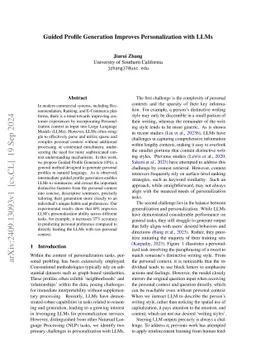 Guided Profile Generation Improves Personalization with LLMs