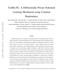 CorBin-FL: A Differentially Private Federated Learning Mechanism using
  Common Randomness