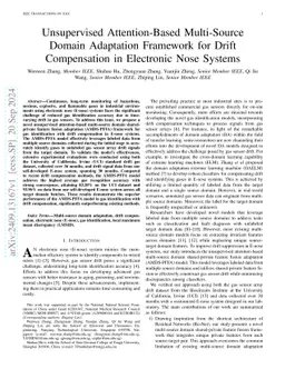 Unsupervised Attention-Based Multi-Source Domain Adaptation Framework
  for Drift Compensation in Electronic Nose Systems