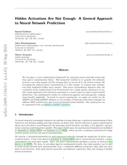 Hidden Activations Are Not Enough: A General Approach to Neural Network
  Predictions