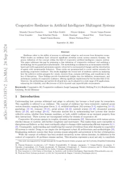Cooperative Resilience in Artificial Intelligence Multiagent Systems
